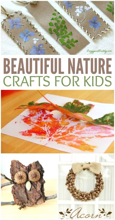 30+ Beautiful Nature Crafts You Can Make With Kids | You'll love these crafting ideas using easy to find natural materials. These are great to make as a family activity! Nature Crafts For Kids, Kids Pages, Kids Learning Activities, Crafts For Kids To Make, Nature Kids, Camping Crafts, Fall Kids, Nature Crafts, Craft Activities For Kids