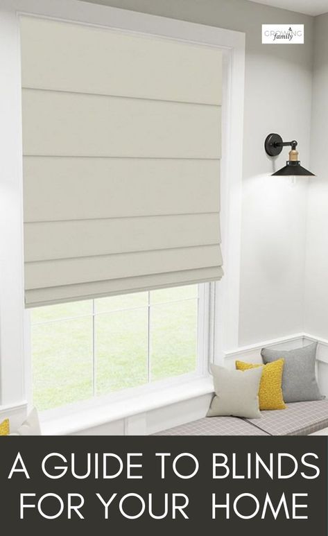 Confused about blinds? This quick guide to the different types of blinds available will help you find the best blinds for your home. #interiors #growingfamily Blinds For White Walls, Budget Blinds Ideas, Bathroom Blinds Ideas, Blinds For Bathroom, Bedroom Blinds Ideas, Blinds Interior Design, Kitchen Blinds Ideas, Classic Blinds, Room Darkening Blinds