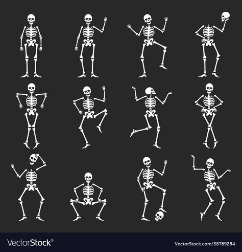 Skeleton Vector Illustration, Skeleton Squatting, Skeleton Illustration Simple, How To Draw A Skeleton, Cute Skeleton Drawing, Skeleton Animation, Seasonal Paintings, Physio Logo, Practicing Anatomy