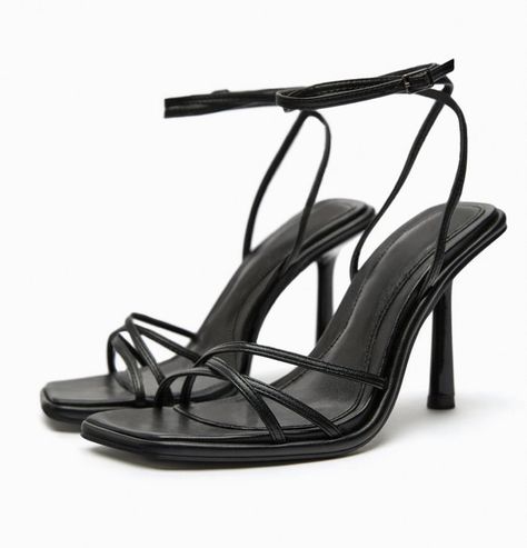 Black Satin Shoes, Brown Strappy Heels, Dorsay Heels, Gold Block Heels, Black Open Toe Heels, Tie Heels, Zara Heels, Clothing Shopping, Ankle Sandals