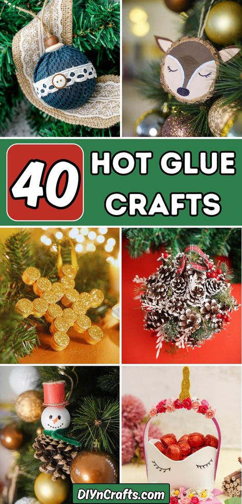 Craft Ideas With Hot Glue, Hot Glue Ornaments Diy, Christmas Crafts With Hot Glue, Things To Do With Hot Glue Diy Ideas, Hot Glue Christmas Crafts, Cute Crafts With Hot Glue, Glitter Glue Christmas Crafts, Glue Crafts Diy, Hot Glue Crafts