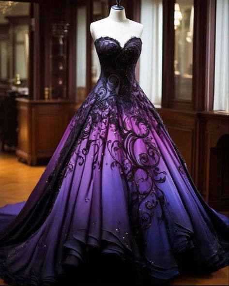 Renewal Vows, Disney Barbie, Black Wedding Gowns, Magical Dress, Prison Tattoos, Purple Wedding Dress, Mode Tips, Pretty Quinceanera Dresses, Stunning Prom Dresses