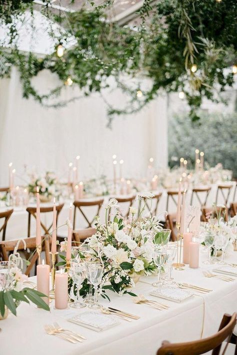 Blush Wedding Colors, Rustic Wedding Decorations, Floral Wedding Decorations, Flowers And Greenery, Elegant Wedding Reception, Winter Wedding Decorations, Stella York, Wedding Table Decorations, Romantic Garden