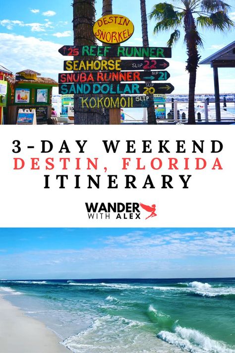 Planning a long weekend in Destin, Florida and looking for things to do? Check out our 3-Day Destin, FL itinerary filled with things to do and places to visit on your beach vacation! Destin Florida Nightlife, Destin Florida Things To Do In Winter, Destin Florida In October, Best Things To Do In Destin Florida, Best Places To Eat In Destin Fl, Destin Florida Outfits What To Wear, Things To Do In Miramar Beach Florida, Miramar Beach Florida Things To Do, What To Do In Destin Florida