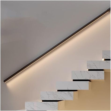 Amazon.com: LED Aluminum Handrail - Lighted Handrail = Wall Mounted Staircase Handrail - Hand Railing for Indoor Stairs - Safety Grab Handle (Color : Black, Size : 59"/1.5m) : Tools & Home Improvement Wall Mounted Stair Handrail, Stair Handle Design, Handrail On Wall, Handrail With Light, Staircase Handle, Hand Rail Ideas, Stairs Handrail Ideas, Stair Handrail Ideas, Stair Handle