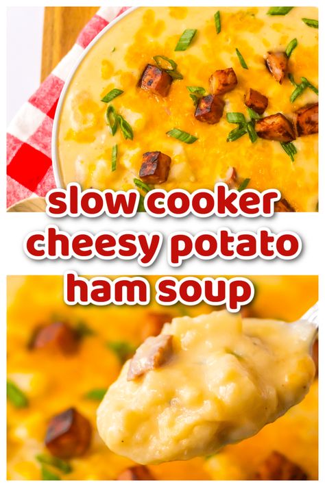 cheesy potato soup, fall crockpot recipes, fall recipes, soup, fall soup recipes, crockpot recipes, easy fall dinner recipes, fall dinner recipes, fall crockpot recipes, crockpot cheesy potato soup, crockpot potato ham soup, crockpot potato soup, crockpot soup, potato ham soup, potato soup, slow cooker cheesy potato soup, slow cooker potato ham soup, slow cooker potato soup, slow cooker soup, Ham Soup Crockpot, Potato Ham Soup, Creamy Ham And Potato Soup, Crockpot Ham And Potatoes, Cheesy Potatoes Crock Pot, Potato Cheddar Soup, Ham Soup Recipes, Fried Ham, Slow Cooker Potato Soup