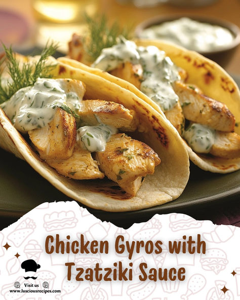 Savor the ultimate Greek experience with our Chicken Gyros recipe. Juicy marinated chicken, creamy tzatziki, and fresh veggies wrapped in warm pita goodness. Diy Gyros, Greek Chicken Gyros With Tzatziki Sauce, Chicken Gyros With Tzatziki Sauce, Gyros With Tzatziki Sauce, Chicken Gyros Recipe, Greek Chicken Gyros, Gyros Recipe, Chicken Gyro Recipe, Chicken Gyro