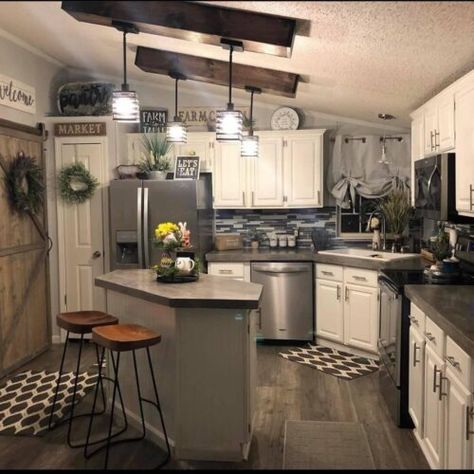 Mobile Home Kitchens, Double Wide Mobile Home, Remodel Mobile Home, Mobile Home Kitchen, Mobile Home Makeovers, Mobile Home Makeover, Mobile Home Renovations, Single Wide Mobile Homes, Manufactured Home Remodel