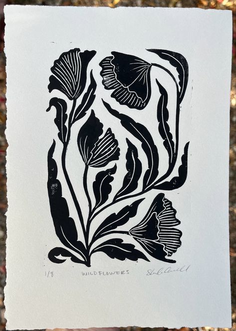 Floral Linocut Prints, Flower Relief Print, Block Print Artwork, Plant Block Print, Linoleum Printmaking Patterns, Botanical Block Print, Woodblock Print Black And White, Flower Linocut Print, Holiday Linocut Prints