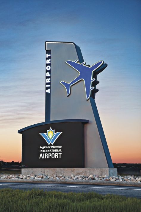 Airport Sign Design  | signage | #office #signage #moderndesign http://www.ironageoffice.com/ Monument Signage, Pylon Signage, Entrance Signage, Pylon Sign, Sun Signs, Architectural Signage, Monument Signs, Kitchen Design With Island, Entrance Gates Design