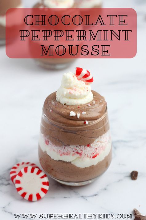 White Chocolate Peppermint Mousse, Christmas Whipped Cream, Chocolate And Peppermint Desserts, Peppermint Chocolate Mousse, Christmas Mousse Dessert, Christmas Parfait Desserts, Peppermint Dessert Recipes, Chocolate Peppermint Mousse, Peppermint Mousse