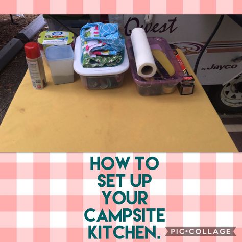 Camp Set Up, Glamping List, Camp Kitchen Diy, Camping Kitchen Organization, Diy Camp Kitchen, Camping Kitchen Set Up, Camp Kitchen Organization, Campsite Setup, Set Up Ideas