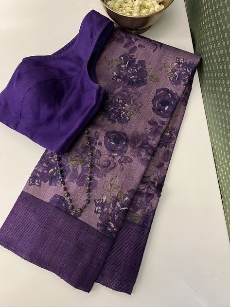 Designer Purple Cotton Silk Saree, Designer Cotton Silk Purple Saree, South Cotton Saree, South Saree, Purple Handloom Cotton Silk Saree, Violet Saree, Blouse Necklace, Gold Jwellary, Purple Cotton Handloom Saree