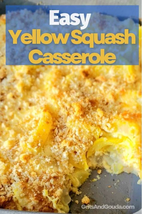 Easy Yellow Squash Casserole, topped with buttery breadcrumbs, comes together quickly when you want to make a homemade Southern side dish. Whether you have a bounty of summer squash from the garden in the summer or you're planning your Thanksgiving dinner, this savory squash casserole recipe will be a family favorite. Baked Yellow Squash Recipes Casseroles, Yellow Squash Cornbread Casserole, Easy Yellow Squash Recipes Casserole, Potato Squash Casserole, Squash Casserole With Cornbread, Baked Squash Casserole Recipes, Squash Casserole Recipe Easy, Squash Bake Casserole, Broccoli Squash Casserole