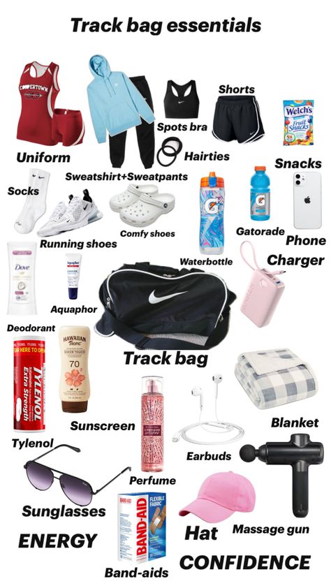 What’s in my track bag What To Pack In Your Cross Country Bag, Xc Bag Essentials, Cross Country Packing List, What To Pack In Track Bag, Athletic Bag Essentials, What To Pack In Your Sports Bag, Wrestling Bag Checklist, Track Packing List, What To Pack In A Track And Field Bag