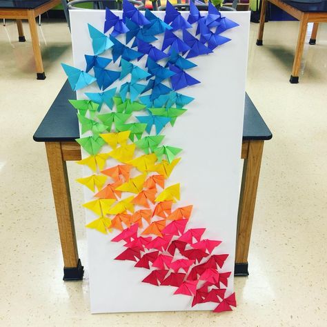 Origami Butterflies, Carnival Art, Auction Ideas, Origami Butterfly, Group Art, Origami Design, Canvas Painting Diy, Arts Ed, Preschool Ideas