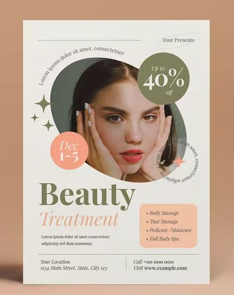 Beauty Sale Flyer Template AI, PSD Cosmetology Flyer Design, Beauty Course Poster, Flyer Design Beauty Salon, Spa Flyers Ideas, Beauty Sale Design, Beauty Poster Design Ideas, Beauty Clinic Poster Design, Beauty Flyer Design Inspiration, Beauty Event Poster