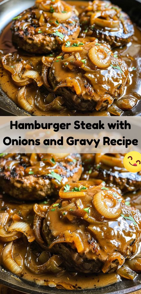 The BEST recipe for Hamburger Steaks made from fresh ground beef with an easy, homemade brown gravy. Hamburger Stew With Brown Gravy, Easy Recipes With Hamburger Meat Simple, Heb Recipes Dinners, Essen, Chopped Hamburger Steak, Fast Easy Ground Beef Dinner, Recipes Using Burger Ground Beef, Hamburger Gravy Over Mashed Potatoes Ground Beef Easy Recipes, Easy Hamburger Steak Recipes