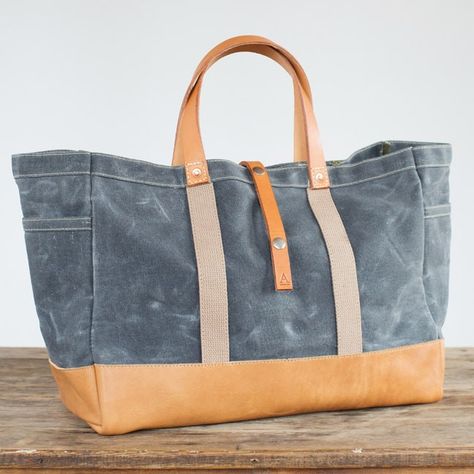 10 Easy Pieces: Etsy's Best Canvas Carry-Alls - Gardenista Tool Tote, Handmade Aprons, Horween Leather, Leather Key Fobs, Omaha Nebraska, Saddle Leather, Tool Bag, Waxed Canvas, Leather Key