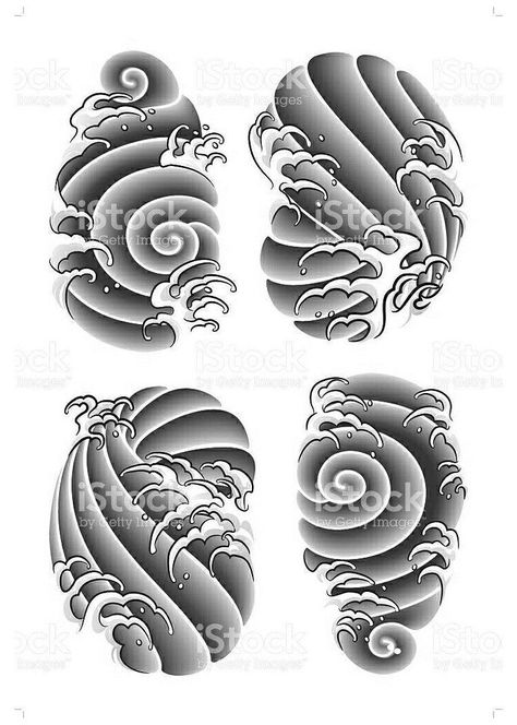 Shading For Tattoos, Dragon Tattoo Background, Japanese Tattoo Background, Japanese Background Tattoo, Pola Stensil, Background Tattoo Ideas, Tato Irezumi, Tato Maori, Element Tattoo