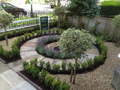 Cheap Landscaping Ideas For Front Yard, Small Back Garden, Small Front Garden, Small Front Garden Ideas, Garden Circle, Royal Violet, Stone Paths, Modern Garden Landscaping, Small Front Gardens