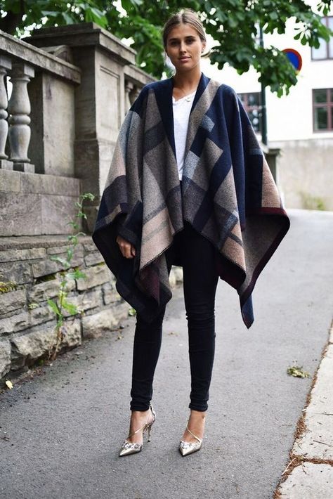 Women Shawl and Wrap,Winter Poncho Cape, Oversize Blanket Scarves, Cardigan Sweaters#Fashion#Outfit#Street#Style#Coat#Winter Poncho Outfit, Winter Poncho, Coat Street Style, Plaid Poncho, Unique Sweaters, Poncho Style, Rosie Huntington Whiteley, Scarf Poncho, Casual Cardigans