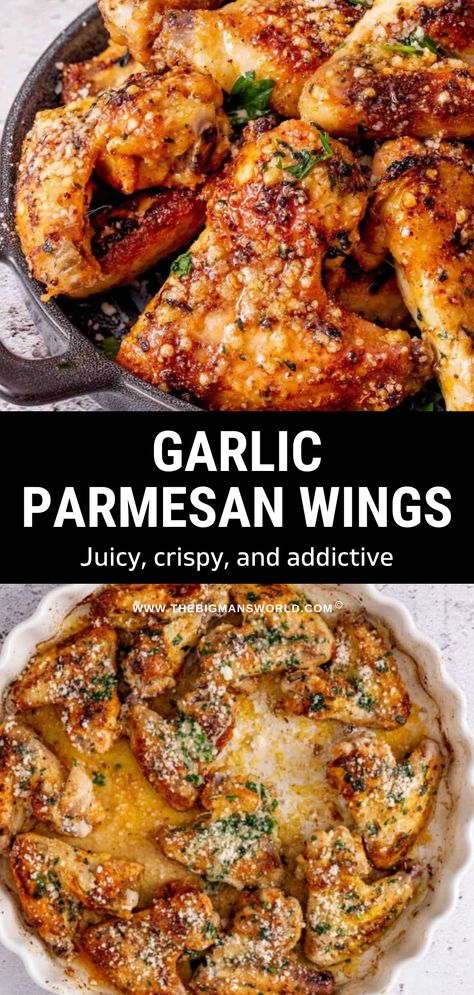 Garlic Parmesan Wings Oven, Garlic Pepper Wings, Honey Garlic Parmesan Wings, Lemon Pepper Garlic Parmesan Wings, Air Fryer Chicken Wings Garlic Parmesan Dry Rub, Best Baked Wings, Chicken Parmesan Wings, The Best Chicken Wings, Parmesan Chicken Wings Air Fryer