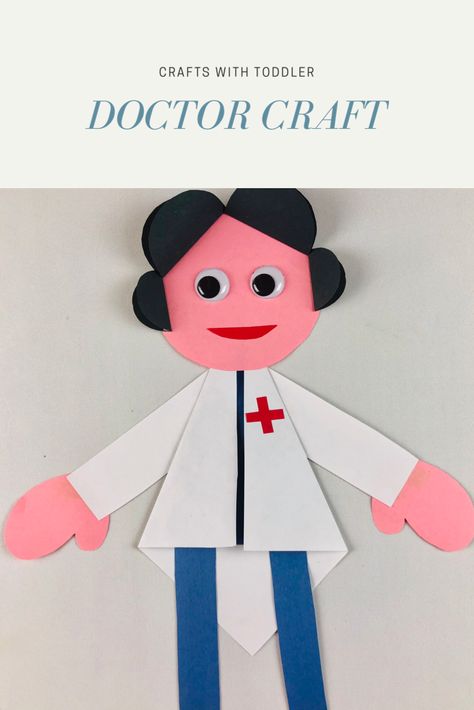 Community helpers crafts for kids- Doctor craft👨‍⚕️ #communityhelpers #communityworkers #doctor #crafts #craftsforkids #diy #diyprojectsforkids #kidscrafts #toddlercraft #kidsactivities Community Helper Art And Craft For Preschool, Doctors Day Crafts For Kids, Doctor Craft For Preschool, Nurse Day Crafts For Kids, Occupations Crafts For Kids, Doctor Arts And Crafts For Kids, Doctor Craft Preschool, Doctor Community Helper Activities, Doctor Art Preschool