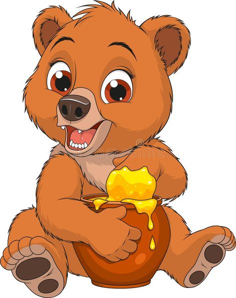 Funny bear with a pot of honey. Vector illustration, funny baby bear likes to ea #Sponsored , #sponsored, #paid, #pot, #Funny, #Vector, #honey Honey Bear Tattoo, Corn Drawing, Honey Images, Funny Dolphin, Bear Honey, Angry Dog, Illustration Funny, Animated Pictures, Bear Vector