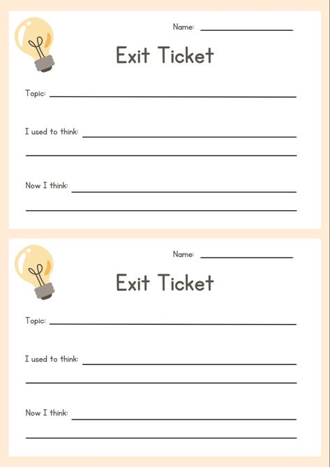 Exit Tickets For Preschoolers, Exit Ticket Ideas Middle School, Exit Ticket Ideas, Exit Ticket Questions, Exit Tickets Template, Exit Tickets Elementary, Ticket Ideas, Exit Slip, Teacher Survival