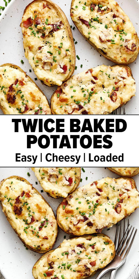 Twice baked potatoes recipe. Double Baked Smashed Potatoes, Easy Side Dishes For Dinner Potatoes, Oven Baked Healthy Meals, Loaded Baked Potato Healthy, Thanksgiving Dishes For Vegetarians, Baked Potato Seasoning Recipe, How To Make A Loaded Baked Potato, Best Way To Make Baked Potatoes, Double Baked Potatoes In The Oven