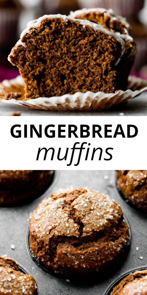 Gingerbread Muffins, Homemade Muffins, Lemon Glaze, Gingerbread Recipe, Food Cakes, Muffin Recipes, Holiday Baking, Christmas Baking, Scones