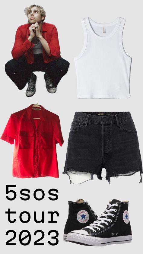 Concert Outfit 5 Seconds Of Summer, 5sos5 Concert Outfit, Outfits For 5sos Concert, Luke Hemmings Outfits Inspiration, Ashton Irwin Outfit Ideas, Luke Hemmings Inspired Outfits, 2014 5sos Aesthetic Outfits, 5 Seconds Of Summer Concert Outfit Ideas, Concert Outfit Ideas 5sos