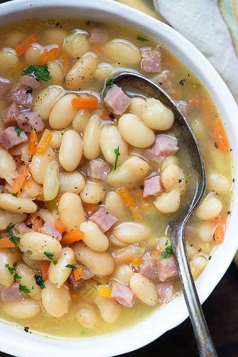 White Bean And Ham Soup, White Bean And Ham, Bean And Ham Soup, White Beans And Ham, Ham Soup Recipes, Ham And Bean, Recipe Developer, Ham Soup, Ham And Beans