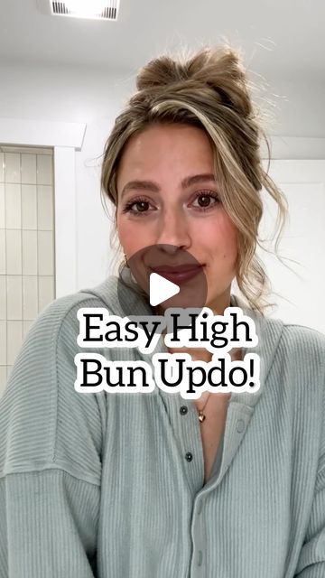 Lainey Ostrom on Instagram: "Here’s an easy high bun updo that anyone can do! Save and try! - #updohairstyles #highbun #highbunhairstyle #hairreelsvideo #hairreels #updotutorial #weddingupdo #hairupdo #messybunupdo" Easy High Bun, High Bun Updo, High Updo Wedding, High Bun Wedding, Messy Bun Updo, High Bun Hair, High Updo, High Bun Hairstyles, Easy Updo Hairstyles