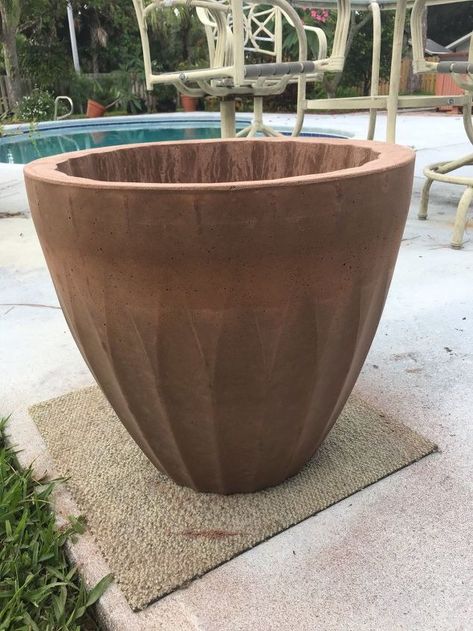 Where can you buy molds to make large concrete pots? | Hometalk Large Upcycled Planters, Papercrete Planters, Concrete Flower Pots, Concrete Bowl Planter, Concrete Pot Molds, Concrete Crafts Pots & Planters, Weathered Concrete Planter, Large Concrete Planters, Bird Cottage