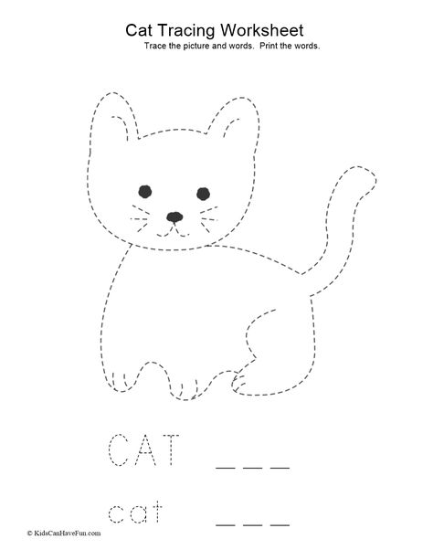 Trace the cat and words Cat Worksheets For Preschool, Pets Kindergarten, Cat Activities For Preschool, Charlottes Web Activities, Cat Emoticon, Fact Family Worksheet, Tracing Pictures, Home Animals, C Is For Cat