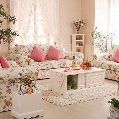 Shabby Chic Living Room Design, Romantic Living Room, Muebles Shabby Chic, Chic Living Room Decor, Decoration Shabby, Cottage Shabby Chic, Shabby Chic Living, Shabby Chic Room, Shabby Chic Living Room