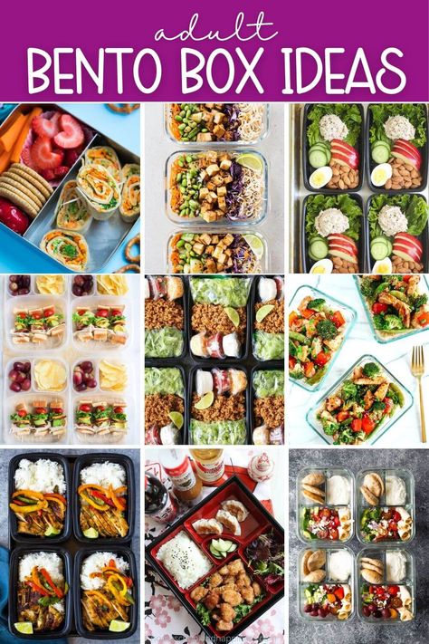 Easy Adult Bento Box Recipes Bento Box Lunch For Adults, Adult Bento Box, Bento Box Ideas, Easy Bento, Healthy Bento Lunches, Bento Box Lunches, Bento Box Recipes, Healthy Packed Lunches, Healthy Lunches For Work