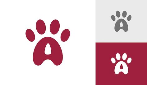 Dog paw logo design with letter a initia... | Premium Vector #Freepik #vector #paw-logo #dog-logo #logo #simple-logo Dog Vector Logo, Paw Logo Design, Dog Paw Logo, Dog Logos Ideas, Pet Shop Logo, Design With Letters, Paw Logo, Logo Dog, Pet Logo