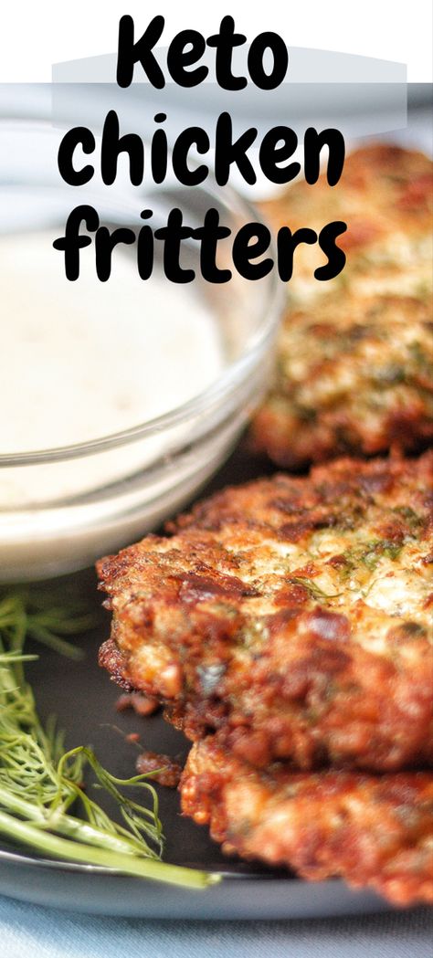 Cheesy Keto Chicken Fritters, Keto Chicken Fritters, Easy Keto Chicken Recipes, Cheesy Chicken Fritters, Ground Chicken Recipes Healthy, Chicken Fritters Recipe, Chicken Patty Recipes, Chicken Thigh Recipes Easy, Thigh Recipes Easy