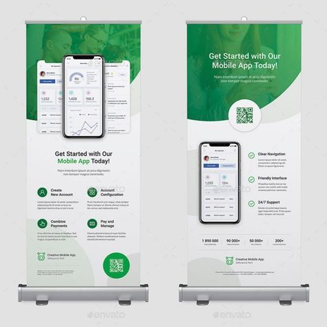 Creative App ¨C Roll Up Banner Roll Up Design Creative, Rollup Banner Design Creative, Standee Design Creative, Banner Creative Design, Xbanner Design, Vertical Banner Design, Roller Banner Design, Technology Banner, Pull Up Banner Design