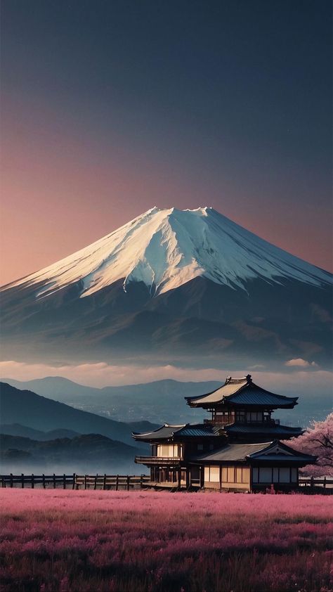 Mount Fuji Wallpaper, Chinese Houses, Japanese Wallpapers, Gunung Fuji, Red Sunrise, Photography Phone, Adventure Wallpaper, Japanese Wallpaper, Japan Landscape