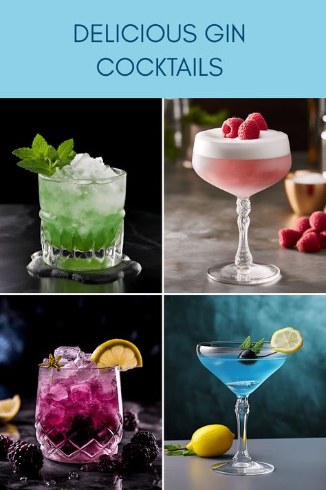 Discover mouthwatering gin cocktails for any occasion, from fruity to herbal flavors. Easy and quick recipes for making the perfect drink in minutes! Signature Gin Cocktails, Mulberry Gin Cocktail, Fruity Gin Cocktails, Flora Adora Gin Recipes, Gin Drinks Easy, Gin Cocktail Recipes Easy, Smirnoff Ice Cocktails, Drinks With Gin, Cocktails With Gin