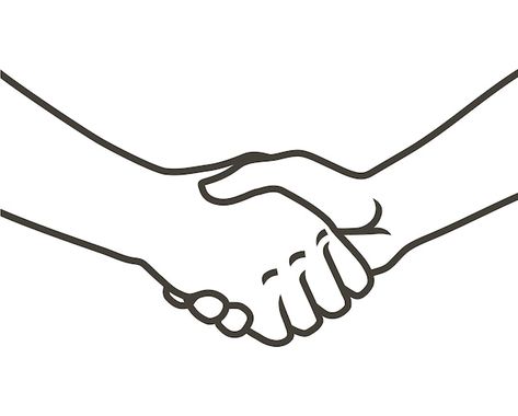 Handshake Drawing Easy, Hands Shaking Illustration, Hand Hold Drawing, Shaking Hands Drawing Reference, Handshake Drawing Reference, Handshake Sketch, People Shaking Hands Drawing, Handshake Reference, Shake Hands Illustration