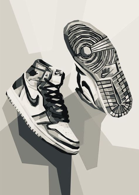 Nike Jordan Drawing, Air Jordan Painting, Jordan Pfp, Jordan 1 Art, Air Jordan Art, Nike Drawing, Nike Air Jordan White, Sneakers Illustration, Sneakers Wallpaper