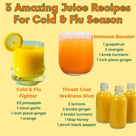 Flu season got you down?🤧 Don't reach for sugary drinks! These cold-pressed juice recipes are packed with vitamins and immune-boosting ingredients to help you fight back naturally💪 👉Try our juice cleanses! Order now at www.twissted.life 👉Follow us for more updates, recipes, and more! @highlight @followers #twissted #twisstedlife #twisstedlifestyle #JuiceWithMe #TwisstedJuiceCleanse #ColdPressedGoodness #foryoupage #trending #juicetok #juicecleanse #plantbased #juicedetox #juicedetoxchalle... Juice For Respiratory, Smoothies For Sickness, Fall Cold Pressed Juice, High Blood Pressure Juice Recipes, Winter Juice Recipes, Inflammation Shots, Juice For Sore Throat, Simple Juicing Recipes For Beginners, Juice For Colds