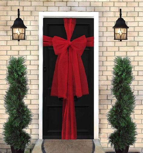 Front Door Christmas Bows, Door Bows Christmas, Halloween Party Events, Door Bow, Christmas Front Door, Front Door Christmas Decorations, Halloween House Party, Christmas Front Doors, Christmas Themes Decorations