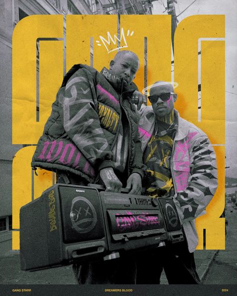 Rap Event Poster, Hip Hop Graphics, Hiphop Graphic Design, Hiphop Poster Design, Gangstarr Guru, Rap Graphic Design, Me And Gang, Hip Hop Poster Design, Gen Z Music