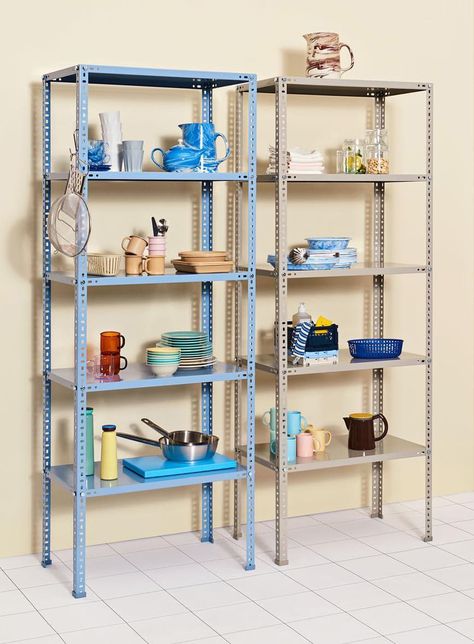 10 Pantry Shelves That Aren’t Sad Stacks of Metal Hay Shelving Unit, Metal Shelving, Pantry Shelving, Hay Design, Regal Design, Modular Shelving, Pantry Shelf, Industrial Shelving, Shelving Units